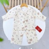  Pizama cho bé xô muslin Lá Homewear XM05, đồ bộ dài tay bé trai gái mềm mát thấm hút 