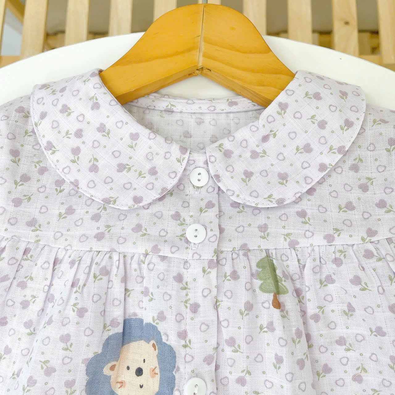  Pijama cộc tay cho bé gái Lá Homewear A378, bộ ngủ tay ngắn xô cotton thoáng nhẹ mát 