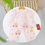  Pijama cộc tay cho bé gái Lá Homewear A378, bộ ngủ tay ngắn xô cotton thoáng nhẹ mát 