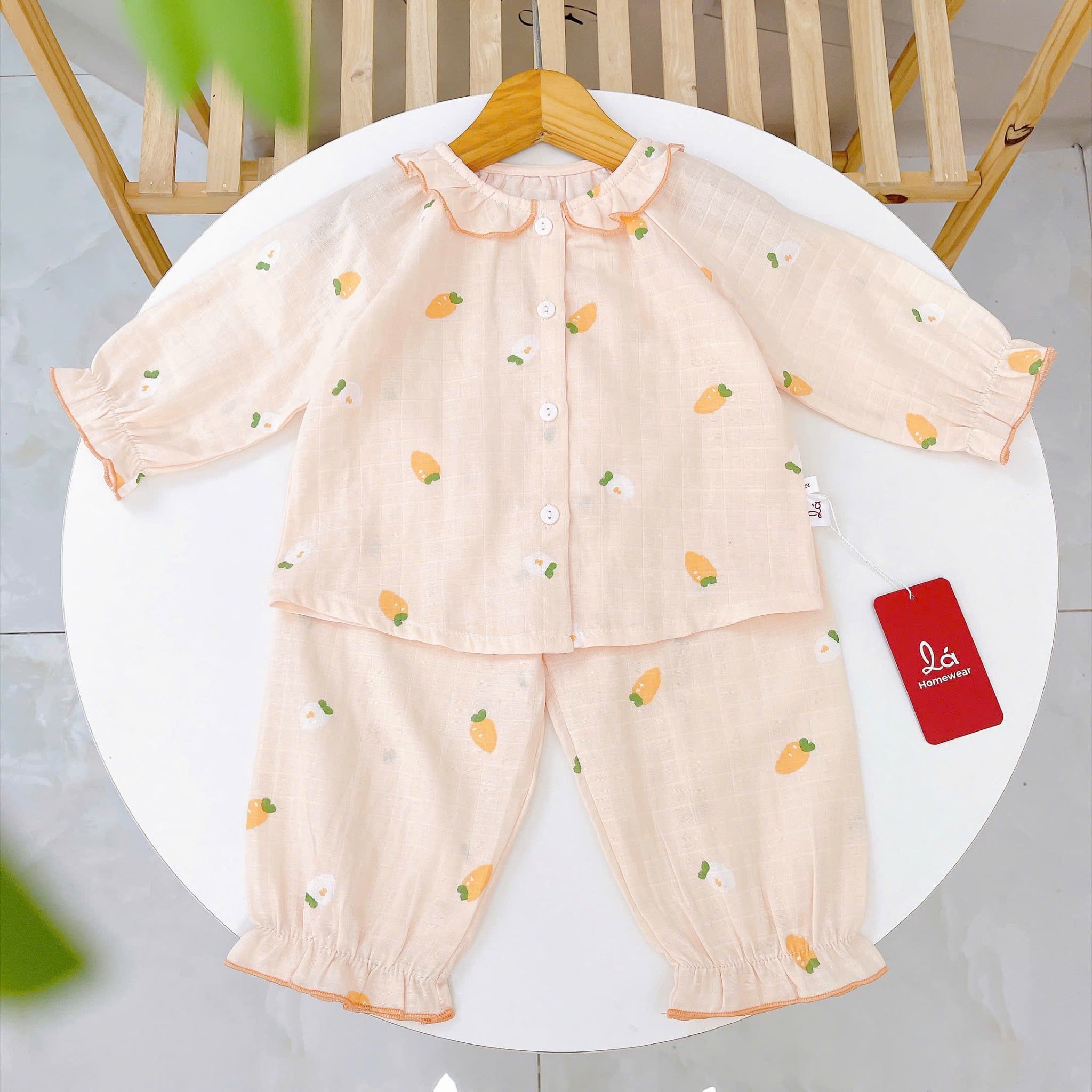  Đồ dài tay bé gái xô cotton Lá Homewear XCL17, bộ ngủ cho bé mềm mát thấm hút, pizama trẻ em 