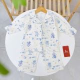  Pizama cho bé xô muslin Lá Homewear XM05, đồ bộ dài tay bé trai gái mềm mát thấm hút 