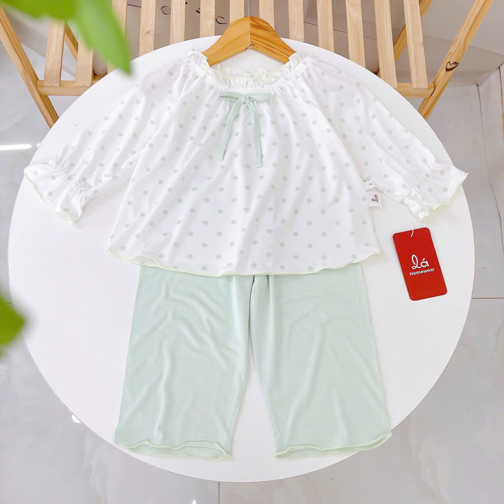  Bộ dài tay cho bé gái sợi sồi Modal Lá Homewear MOD7, đồ ngủ cho bé mềm mát dễ thương 