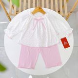  Bộ dài tay cho bé gái sợi sồi Modal Lá Homewear MOD7, đồ ngủ cho bé mềm mát dễ thương 