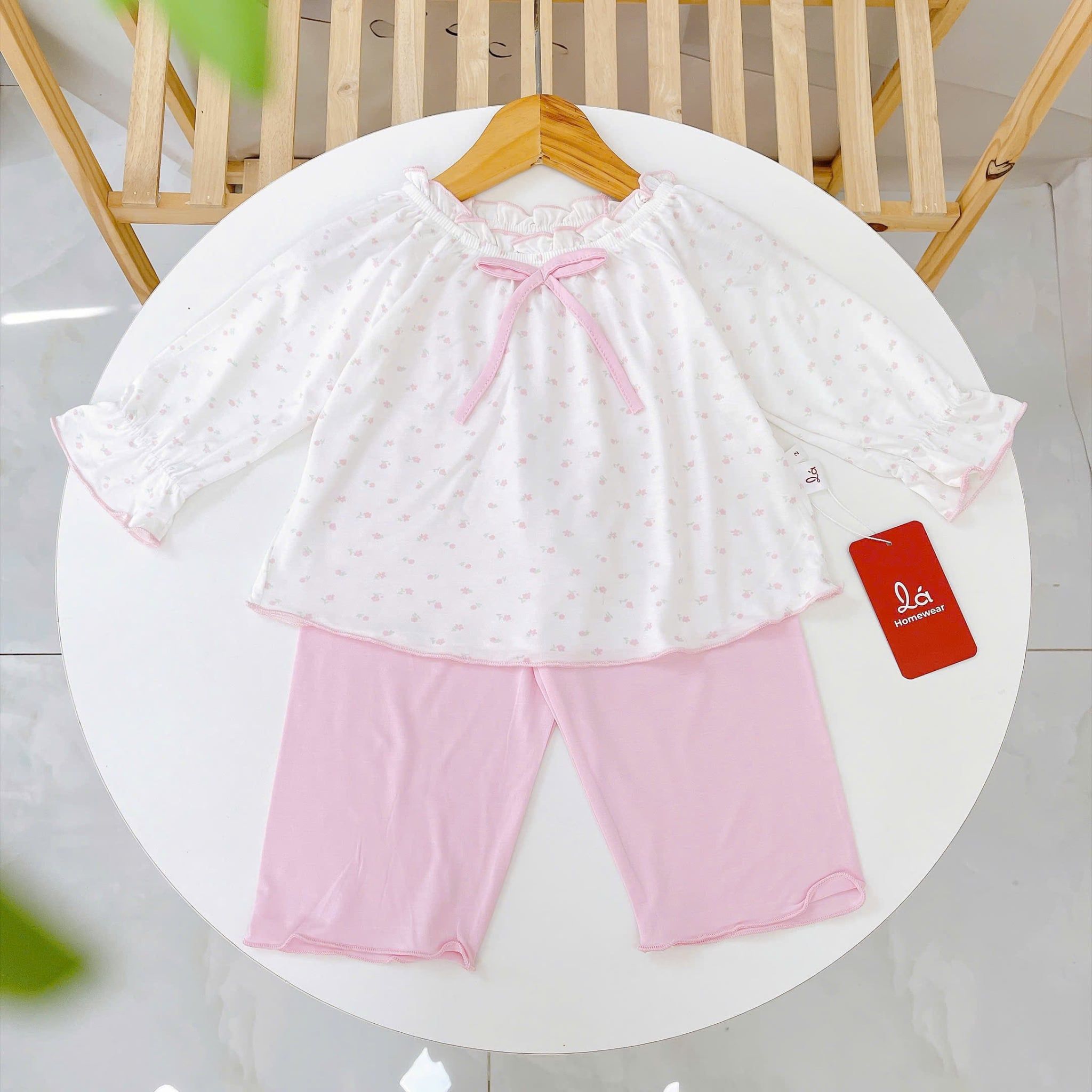  Bộ dài tay cho bé gái sợi sồi Modal Lá Homewear MOD7, đồ ngủ cho bé mềm mát dễ thương 