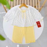  Bộ dài tay cho bé gái sợi sồi Modal Lá Homewear MOD7, đồ ngủ cho bé mềm mát dễ thương 