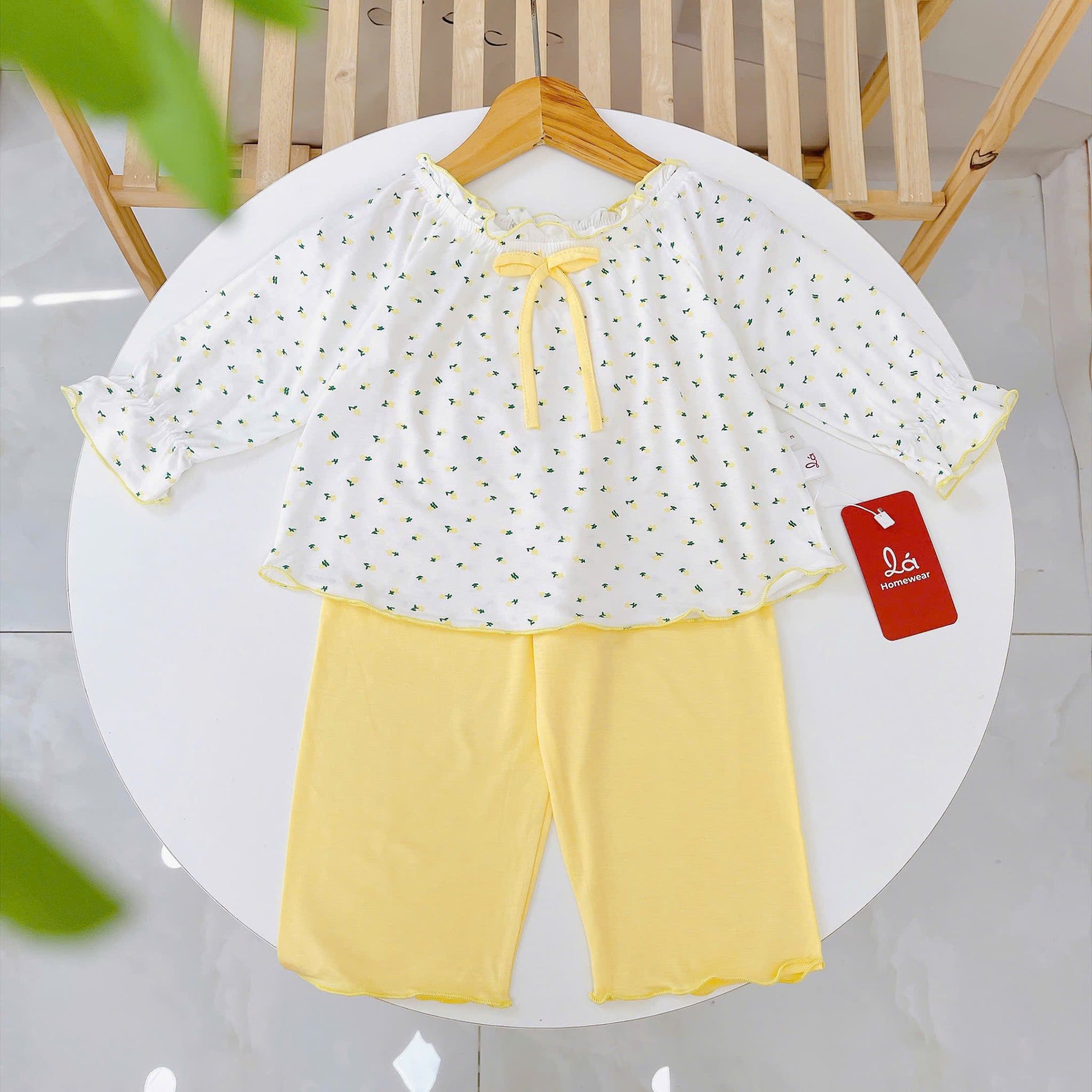  Bộ dài tay cho bé gái sợi sồi Modal Lá Homewear MOD7, đồ ngủ cho bé mềm mát dễ thương 