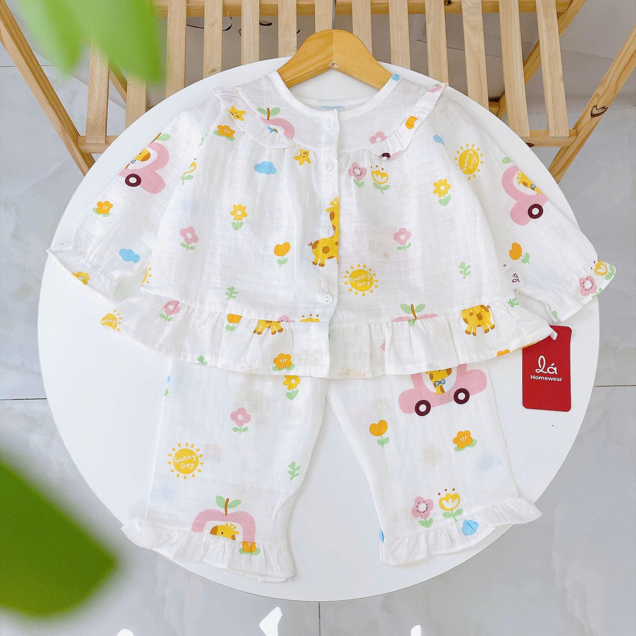  Pijama cho bé gái Lá Homewear XCL16, đồ ngủ trẻ em vải xô cotton, bộ dài tay mặc ngủ mềm mát 