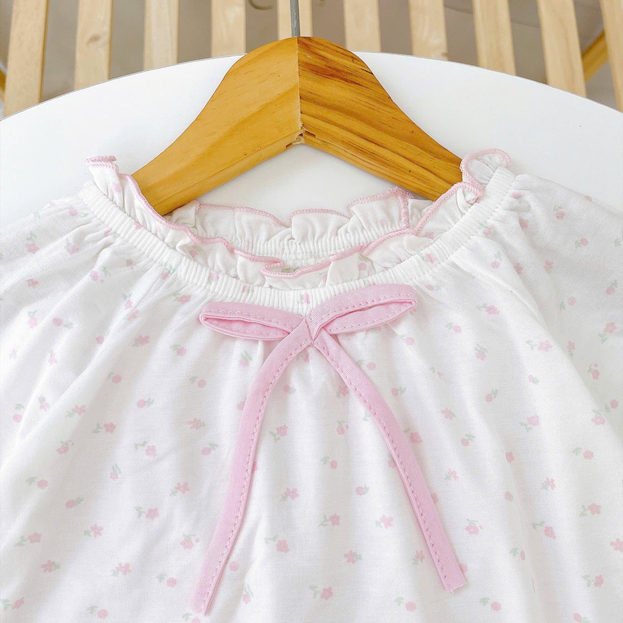  Bộ dài tay cho bé gái sợi sồi Modal Lá Homewear MOD7, đồ ngủ cho bé mềm mát dễ thương 