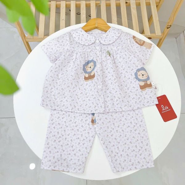  Pijama cộc tay cho bé gái Lá Homewear A378, bộ ngủ tay ngắn xô cotton thoáng nhẹ mát 