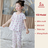  Bộ tay ngắn quần dài bé gái sợi sồi Modal Lá Homewear MOD4, đồ dài cộc tay cho bé babydoll mềm mát 