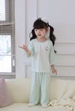  Đồ bộ ngủ cho bé 95% sợi sồi Modal Ice Cool Áo Lá Homewear A322, tay lỡ quần dài họa tiết sọc ngang in hình dễ thương 