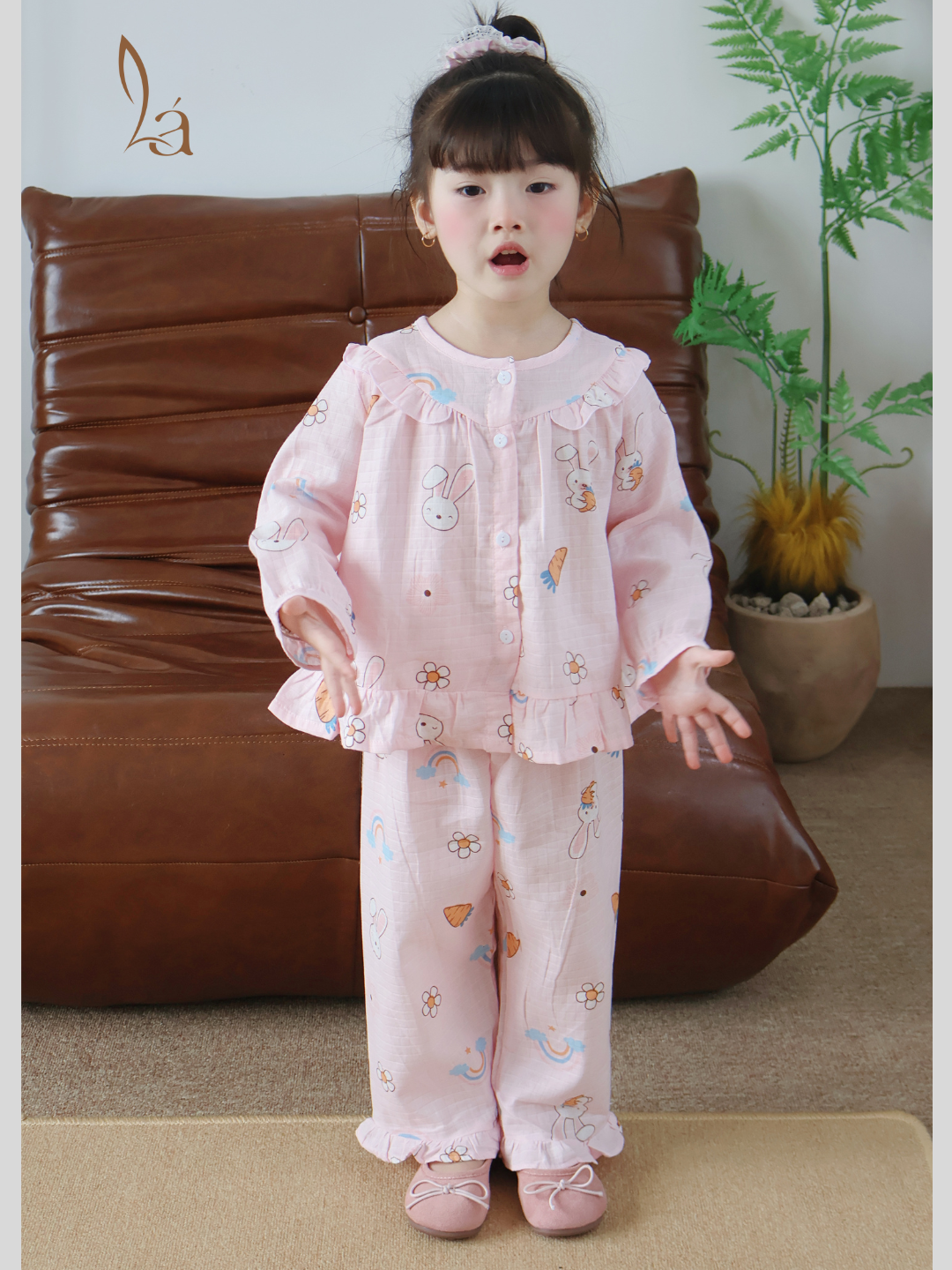  Pizama bé gái dài tay xô cotton Áo Lá Homewear A199, bộ đồ dài tay cho bé babydoll mặc ngủ bốn mùa 