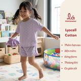  Bộ cộc tay bé gái chấm bi Lá Homewear LC03, bộ đùi cho bé vải Lyocell Cotton quần short năng động 