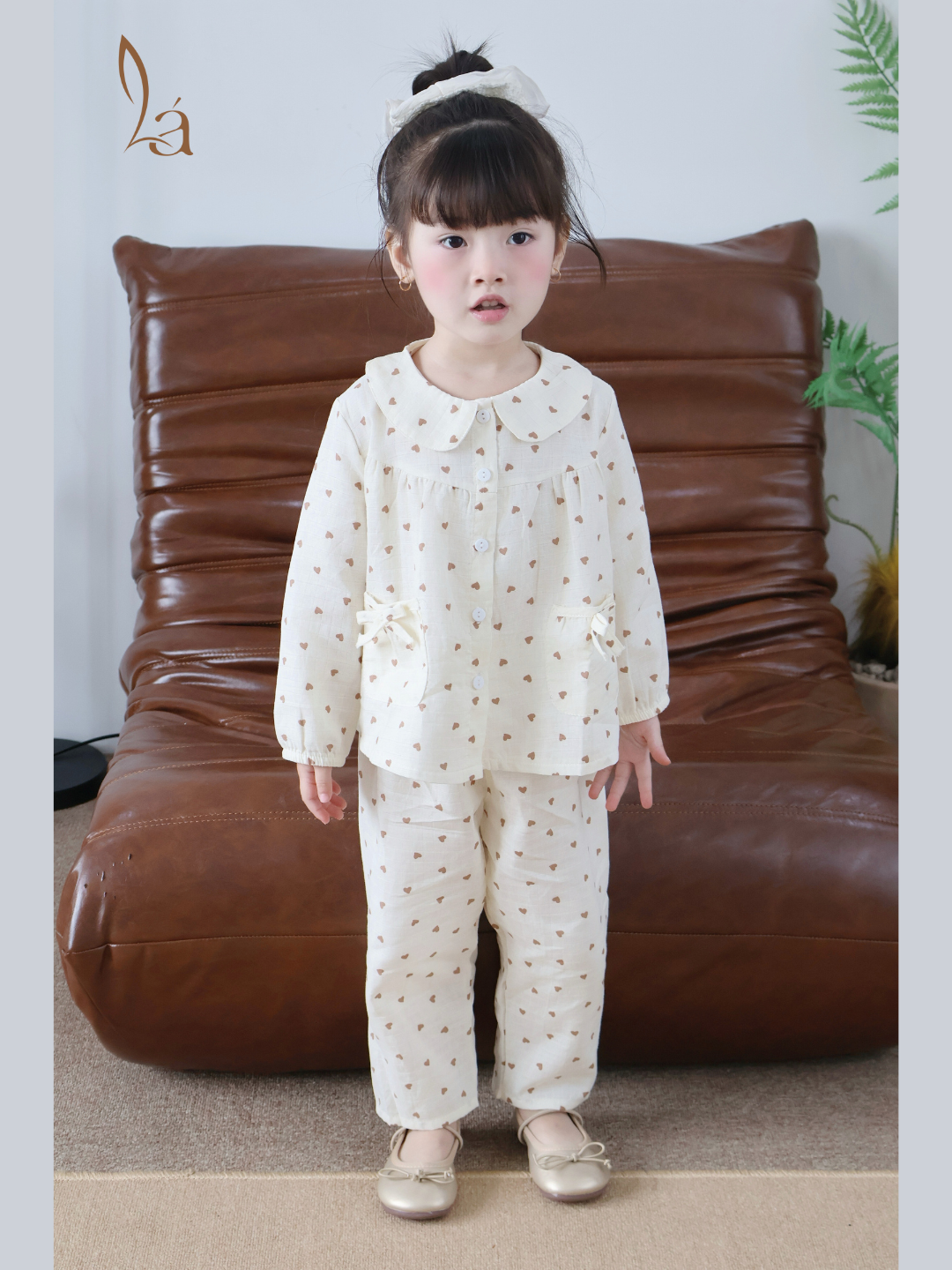  Pijama cho bé gái dài tay xô cotton Áo Lá Homewear A166, bộ dài tay bé gái babydoll mặc ngủ vải xô đũi mát bốn mùa 