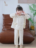  Pijama cho bé gái dài tay xô cotton Áo Lá Homewear A166, bộ dài tay bé gái babydoll mặc ngủ vải xô đũi mát bốn mùa 
