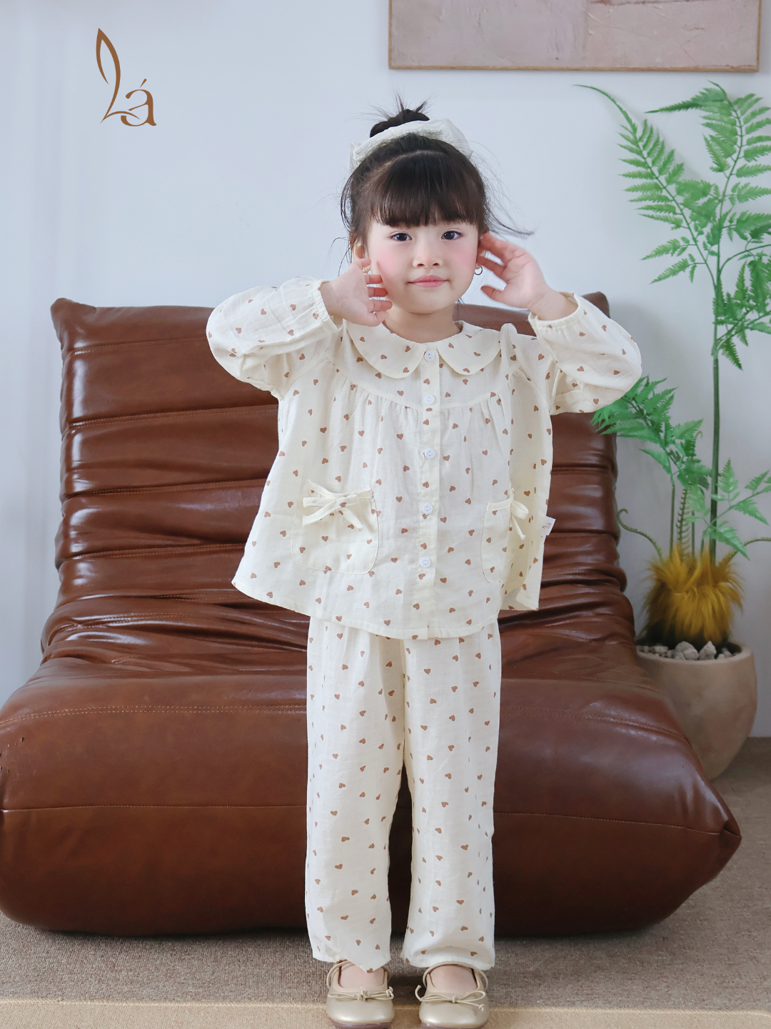  Pijama cho bé gái dài tay xô cotton Áo Lá Homewear A166, bộ dài tay bé gái babydoll mặc ngủ vải xô đũi mát bốn mùa 