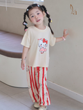  Bộ tay ngắn quần dài cho bé 95% sợi sồi Modal Ice Cool Lá Homewear A331, đồ ngủ cộc tay bé trai gái khủng long kitty 