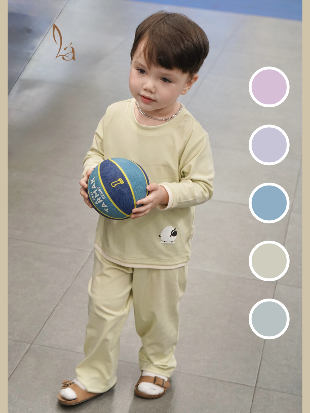  Bộ dài tay cho bé Lá Homewear A352,  đồ dài mặc ngủ bé trai bé gái phối lai vải Lyocell cotton mềm mướt 