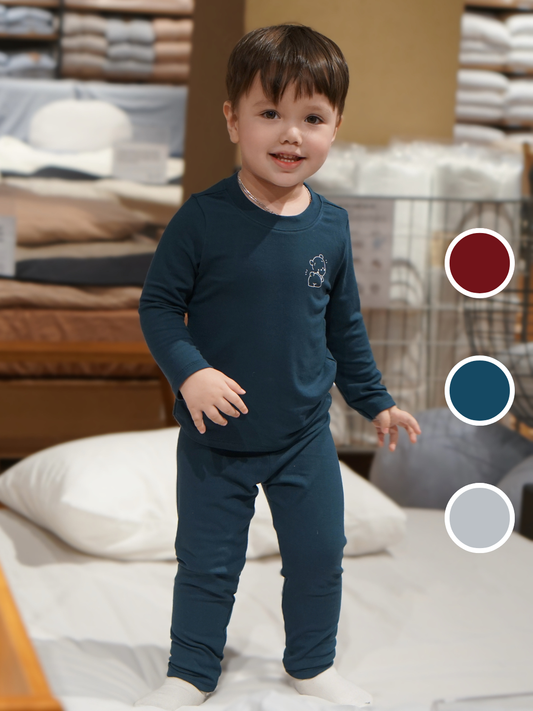  Bộ dài tay cho bé trai Lá Homewear A350, đồ dài mặc ngủ bé trai vải rayon mềm êm co giãn thấm hút 