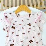  Bộ tay ngắn quần dài bé gái sợi sồi Modal Ice Cool Lá Homewear A372, đồ ngủ côc tay bé gái mát mềm 