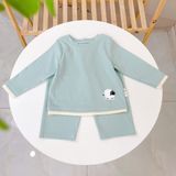  Bộ dài tay cho bé Lá Homewear A352,  đồ dài mặc ngủ bé trai bé gái phối lai vải Lyocell cotton mềm mướt 