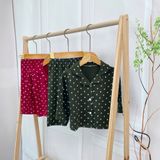  Pizama cho bé trai bé gái Lá Homewear A365, đồ ngủ thu đông cho bé họa tiết chấm bi giáng sinh noel 