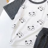  Bộ đùi bé trai 95% sợi sồi Modal Ice Cool Lá Homewear A324, đồ bộ bé trai cộc tay raglan phối hình xe gấu trúc mát 