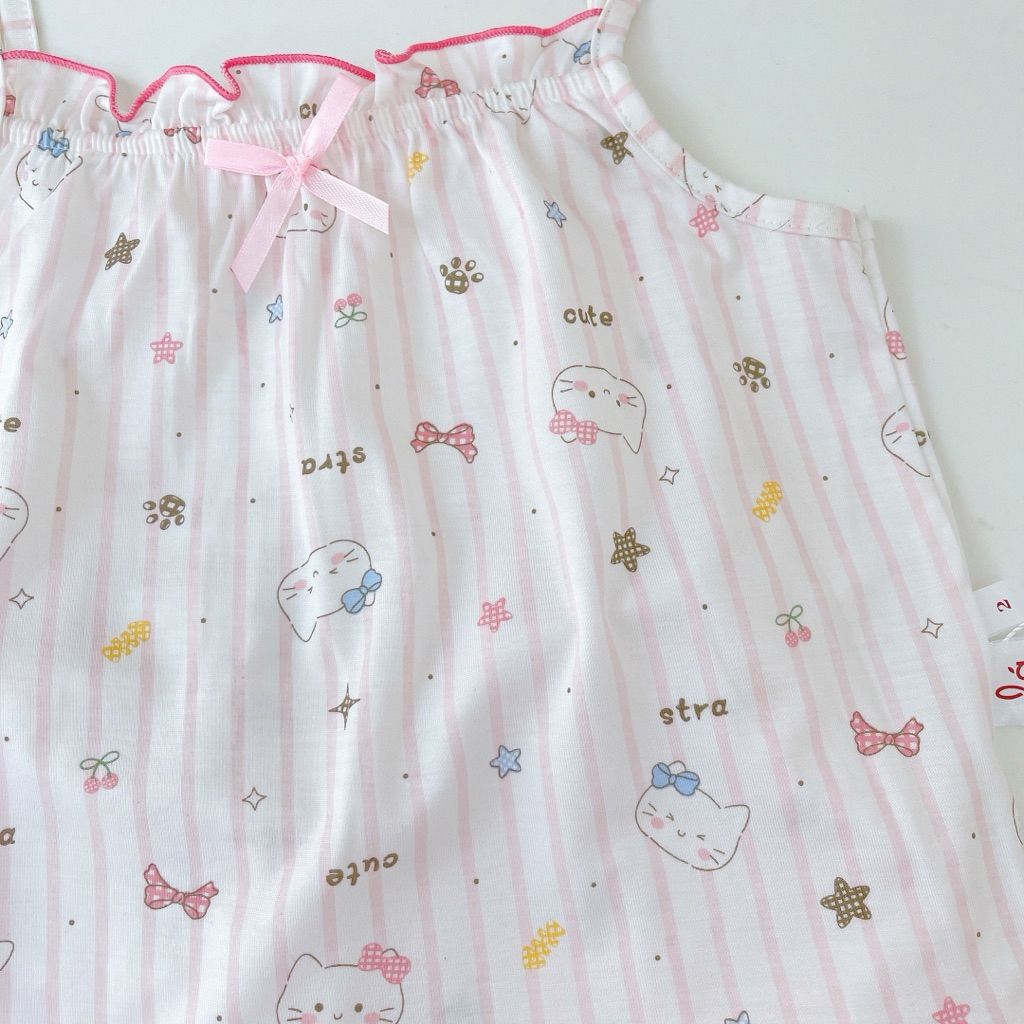  Bộ hai dây bé gái Lá Homewear A394, bộ hè cho bé gái vải tencel lycra mềm mỏng mát 