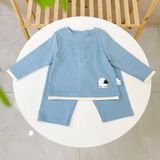  Bộ dài tay cho bé Lá Homewear A352,  đồ dài mặc ngủ bé trai bé gái phối lai vải Lyocell cotton mềm mướt 