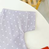  Bộ đùi bé gái chấm bi Lá Homewear LC02, đồ bộ cộc tay bé gái vải Lyocell Cotton phối bèo dễ thương 