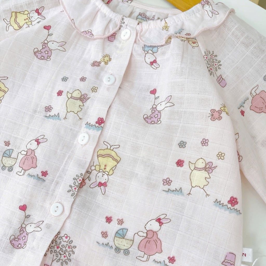 Đồ dài tay bé gái xô cotton Lá Homewear XCL17, bộ ngủ cho bé mềm mát thấm hút, pizama trẻ em 