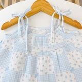  Bộ hai dây bé gái xô muslin XM03 Lá Homewear, đồ bộ mùa hè mát chấm bi 