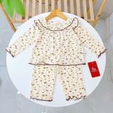  Bộ tay dài bé gái sợi sồi Modal Lá Homewear MOD5, đồ ngủ cho bé babydoll mát mềm phối bèo dễ thương 