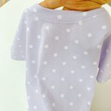  Bộ cộc tay bé gái chấm bi Lá Homewear LC03, bộ đùi cho bé vải Lyocell Cotton quần short năng động 