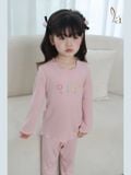  Bộ dài tay cho bé gái Lá Homewear A353, đồ mặc ngủ bé gái vải rayon mềm êm co giãn thấm hút hình hoa 