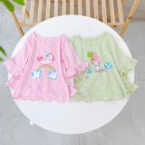  Bộ lửng cho bé gái 95% sợi sồi Modal Ice Cool Áo Lá Homewear A326 họa tiết hoa nhí kỳ lân unicorn melody 