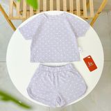  Bộ cộc tay bé gái chấm bi Lá Homewear LC03, bộ đùi cho bé vải Lyocell Cotton quần short năng động 