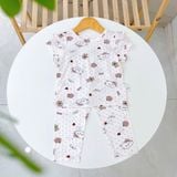  Bộ tay ngắn quần dài bé gái sợi sồi Modal Ice Cool Lá Homewear A372, đồ ngủ côc tay bé gái mát mềm 