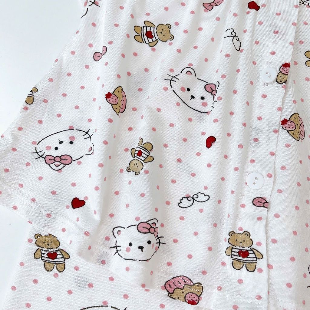  Bộ tay ngắn quần dài bé gái sợi sồi Modal Lá Homewear MOD4, đồ dài cộc tay cho bé babydoll mềm mát 