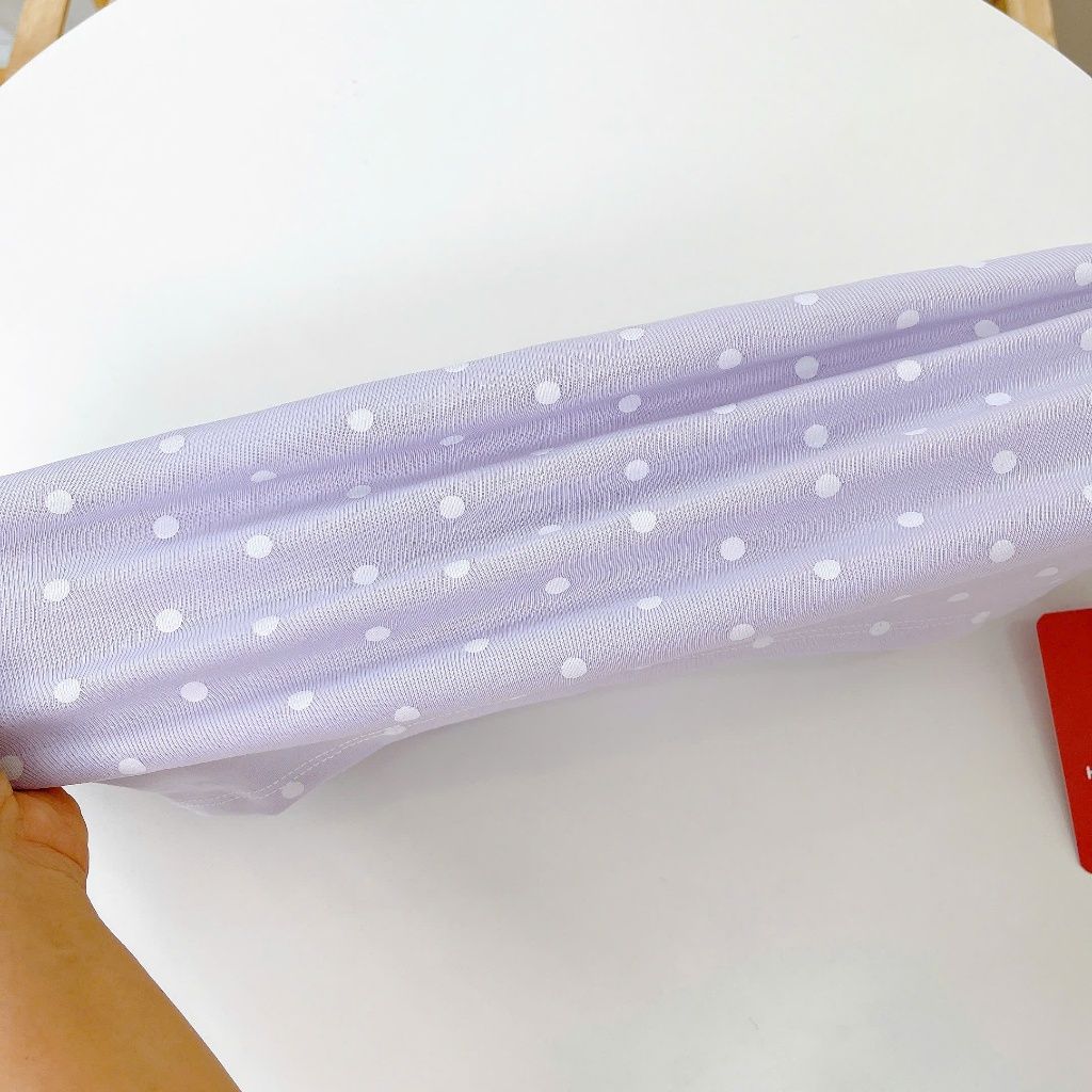  Bộ cộc tay bé gái chấm bi Lá Homewear LC03, bộ đùi cho bé vải Lyocell Cotton quần short năng động 