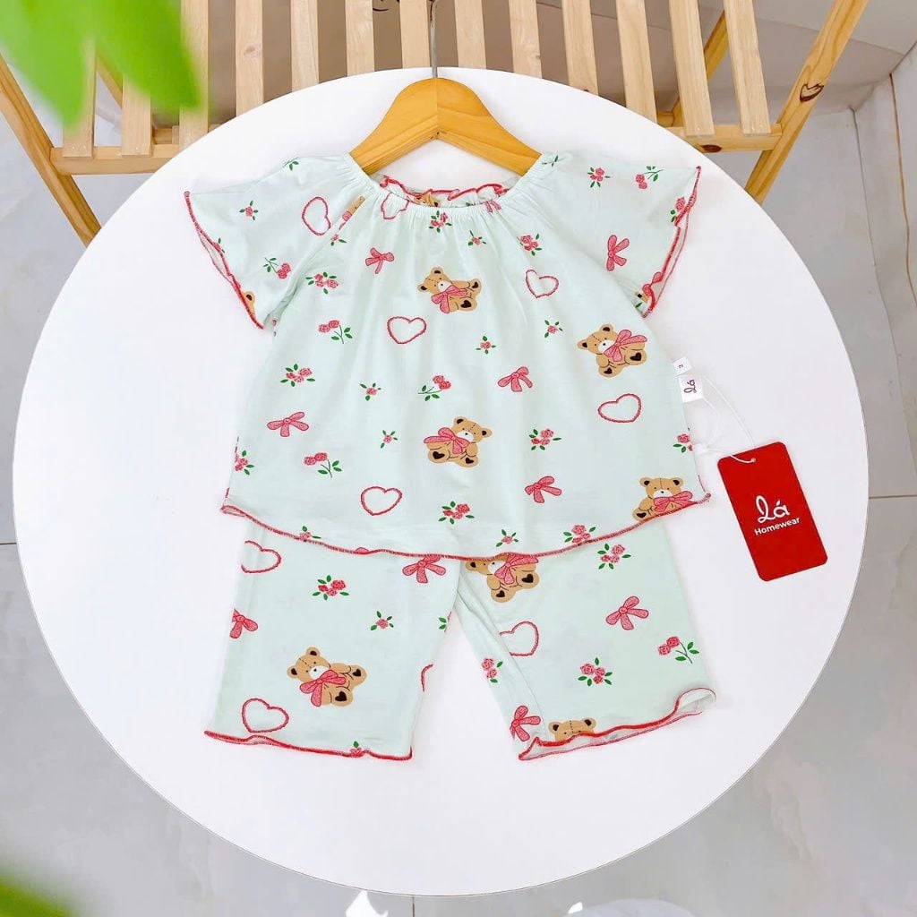  Bộ lửng bé gái sợi sồi Modal Lá Homewear MOD6, đồ bộ tay ngắn quần lỡ babydoll dễ thương vải mềm mát 