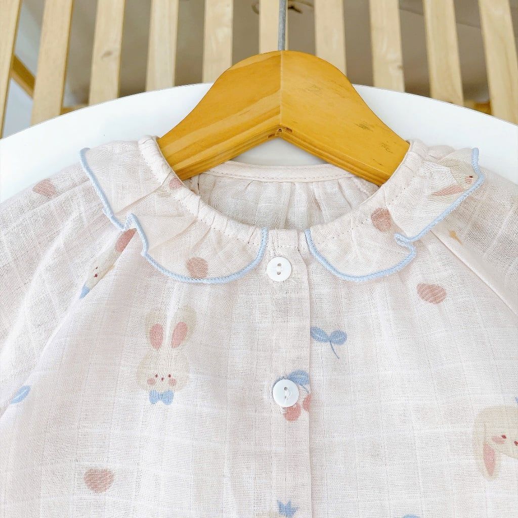  Đồ dài tay bé gái xô cotton Lá Homewear XCL17, bộ ngủ cho bé mềm mát thấm hút, pizama trẻ em 
