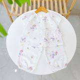  Bộ tay ngắn quần dài xô cotton Lá Homewear A339, đồ ngủ cộc tay bé gái quần bí dễ thương mềm mát 