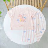  Bộ tay ngắn quần dài cho bé 95% sợi sồi Modal Ice Cool Lá Homewear A331, đồ ngủ cộc tay bé trai gái khủng long kitty 