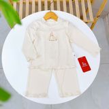  Đồ bộ dài tay bé gái sợi sồi Modal Lá Homewear LEZ01, bộ thun tăm cao cấp mềm mát mịn co giãn 