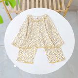  Đồ dài tay bé gái 95% sợi sồi Modal Ice Cool Lá Homewear A321, pijama cho bé hoa nhí cổ bèo xinh xắn 