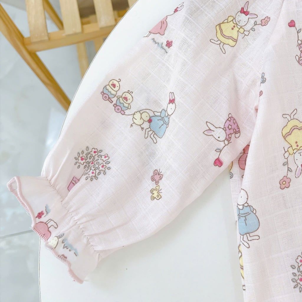  Đồ dài tay bé gái xô cotton Lá Homewear XCL17, bộ ngủ cho bé mềm mát thấm hút, pizama trẻ em 