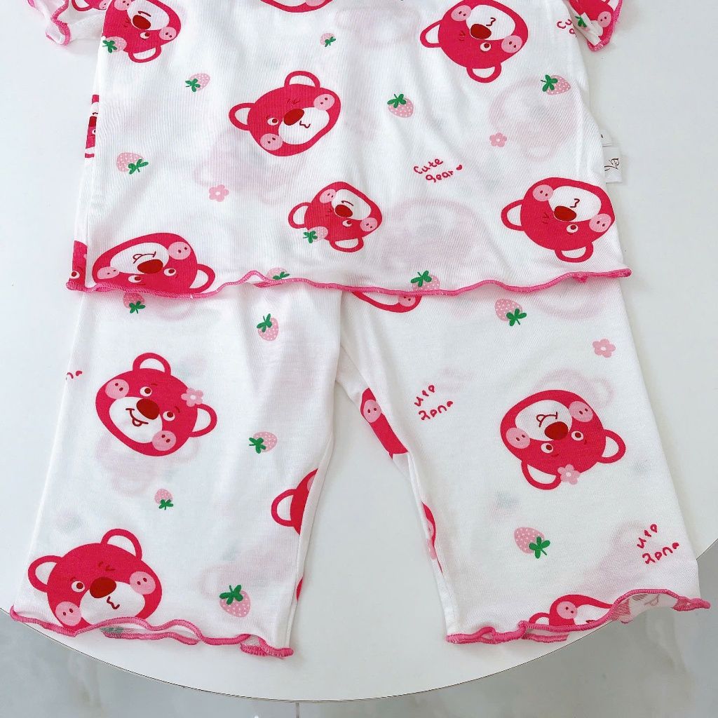  Bộ lửng cho bé gái sợi sồi Modal Ice Cool Lá Homewear A371 họa tiết kitty gấu dâu hoa nhí 