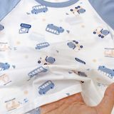  Bộ đùi bé trai 95% sợi sồi Modal Ice Cool Lá Homewear A324, đồ bộ bé trai cộc tay raglan phối hình xe gấu trúc mát 