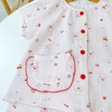  Bộ đồ ngủ bé gái tay ngắn xô muslin Lá Homewear A367, đồ dài mặc ngủ cho bé cộc tay capybara, kỳ lân dễ thương 